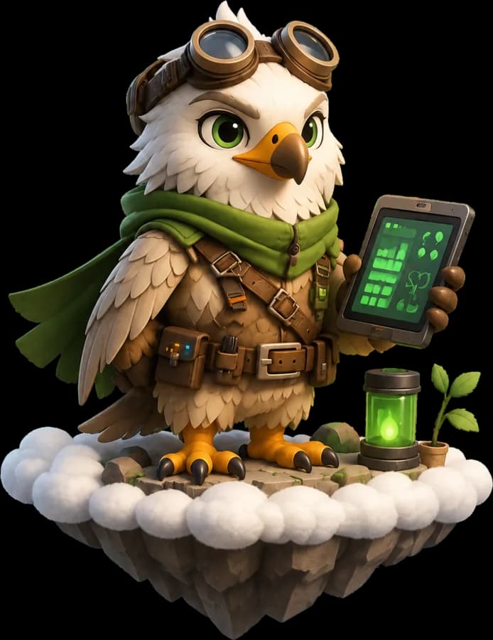 CloudPerch falcon engineer holding a tablet showing healthy uptime stats